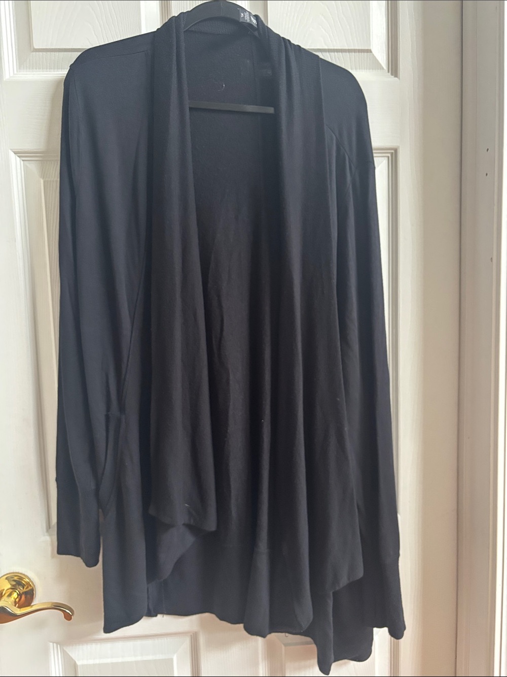 Athleta Black Open-Front Draped Cardigan